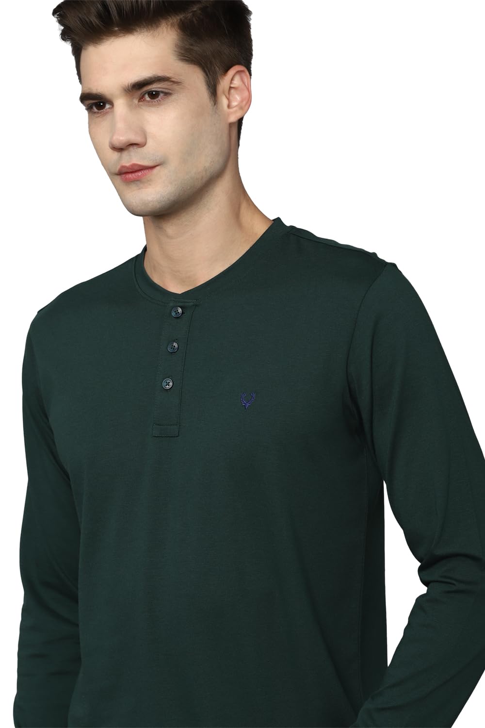 Allen Solly Men's Regular Fit T-Shirt (ASKHCUSGPZ15463_Dark Green L)