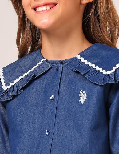 U.S. POLO ASSN. Kids Regular fit Girls Cotton Long Sleeves Round Neck Tops (UGTOP0203_Blue_12M)