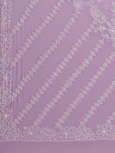 Ada Women's Lucknow Chikankari Handcrafted Faux Georgette Saree With Blouse A129584 Mauve