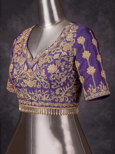 Zeel Clothing Women's Zari Sequins Embroidered Work Crush Silk Lehenga Choli With Dupatta (5136-Purple-Women-Lehenga-Choli; Free size)