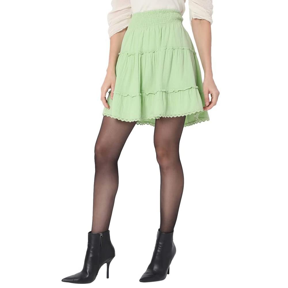 VERO MODA Cotton Western Skirt Green
