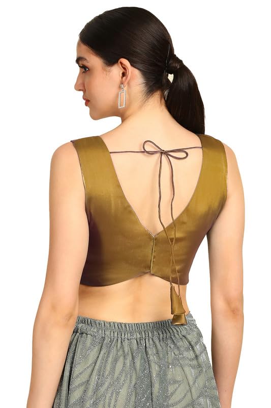 Soch Womens Gold V-Neck Princess Line Tissue Padded Blouse