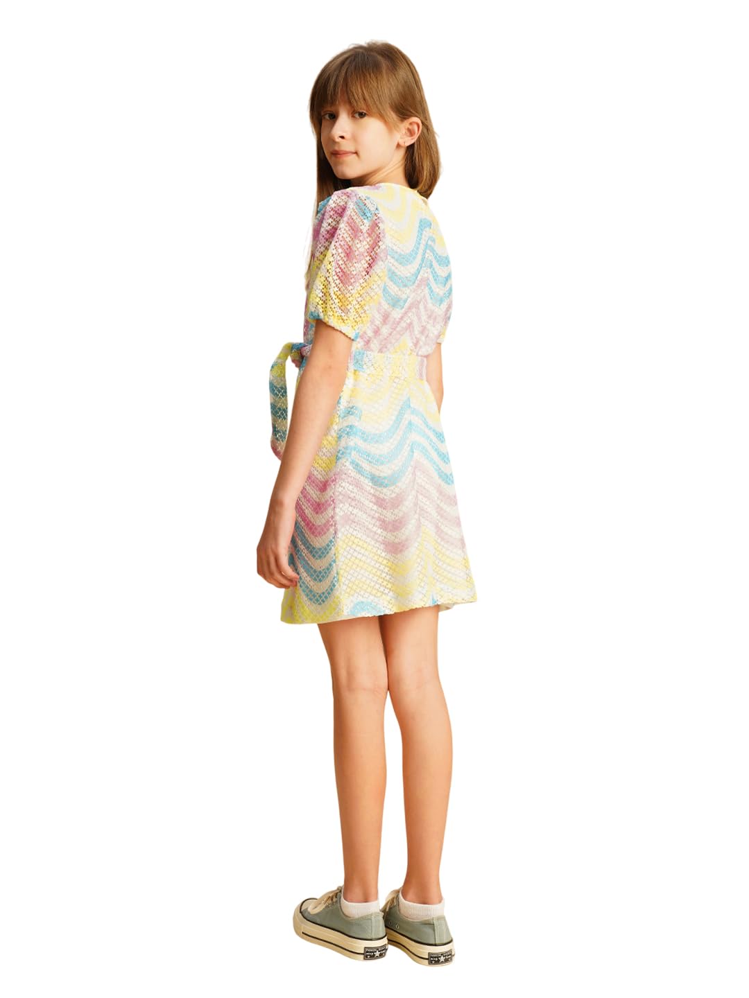 VERO MODA Girls A-Line Multicolor Dress with Belt