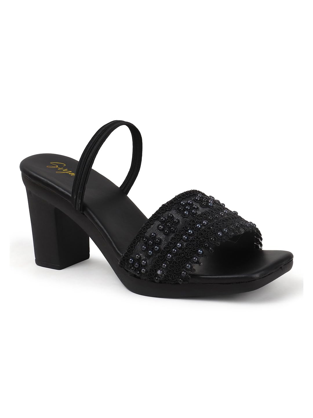 SVYA Comfortable Heel Sandals for Women and Girl (Black, UK Footwear Size System, Adult, Women, Numeric, Medium, 4)