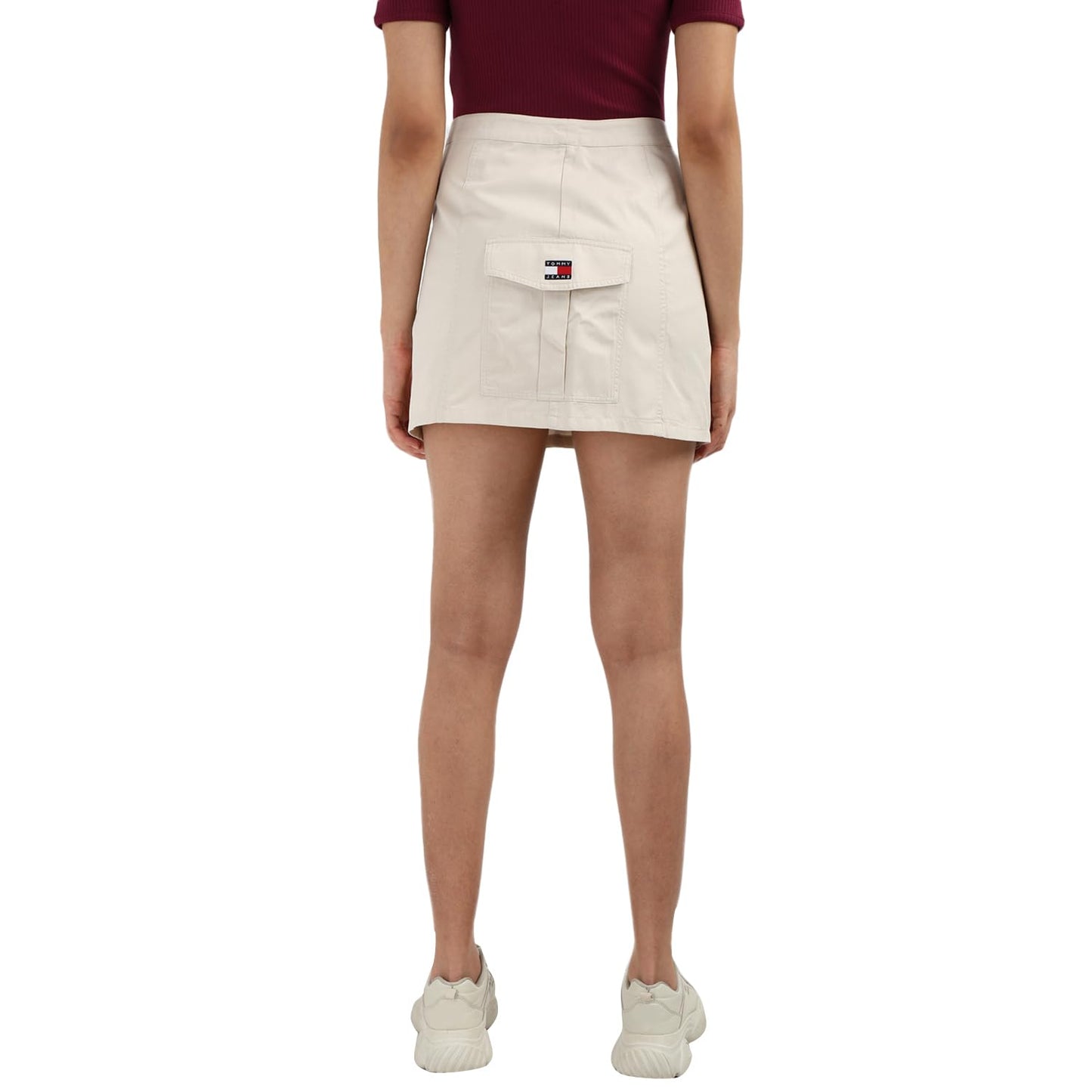 Tommy Hilfiger Beige Tencel Solid Women Slim Fit Skirt