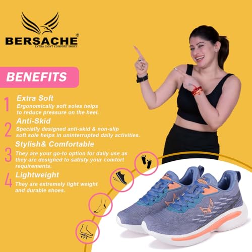 BERSACHE Sneaker, Loafers,Casual with Extra Comfort Sneakers for Women's/Girl's Blue