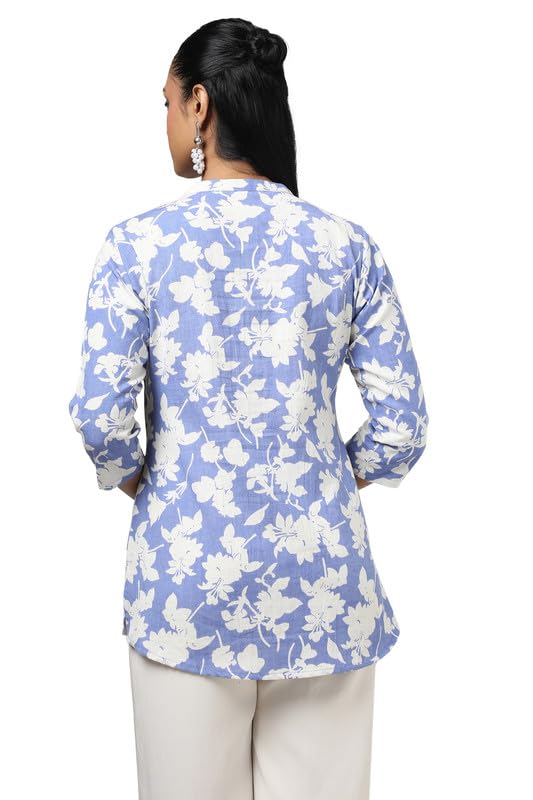 Soch Womens Indigo Cotton Flex Floral Print Tunic