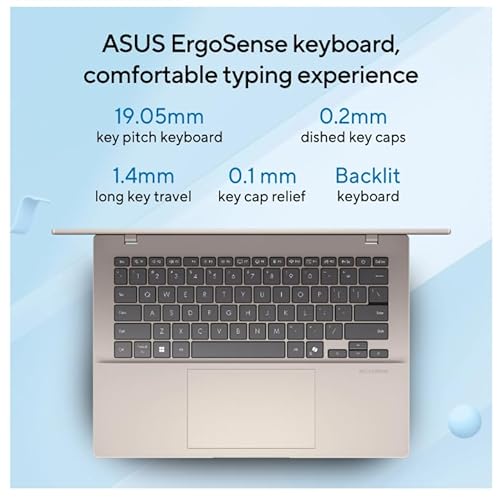 ASUS Vivobook 14 (2026),Intel Core Ultra 5 225H, Intel iGPU,16GB RAM,1TB SSD,FHD+, 14"(35.5 cm),Windows 11,M365 Basic(1 Year)* Office 2024, Platinum Gold, 1.46 Kg, X1407CA-LY1581WS,Thin & Light Laptop