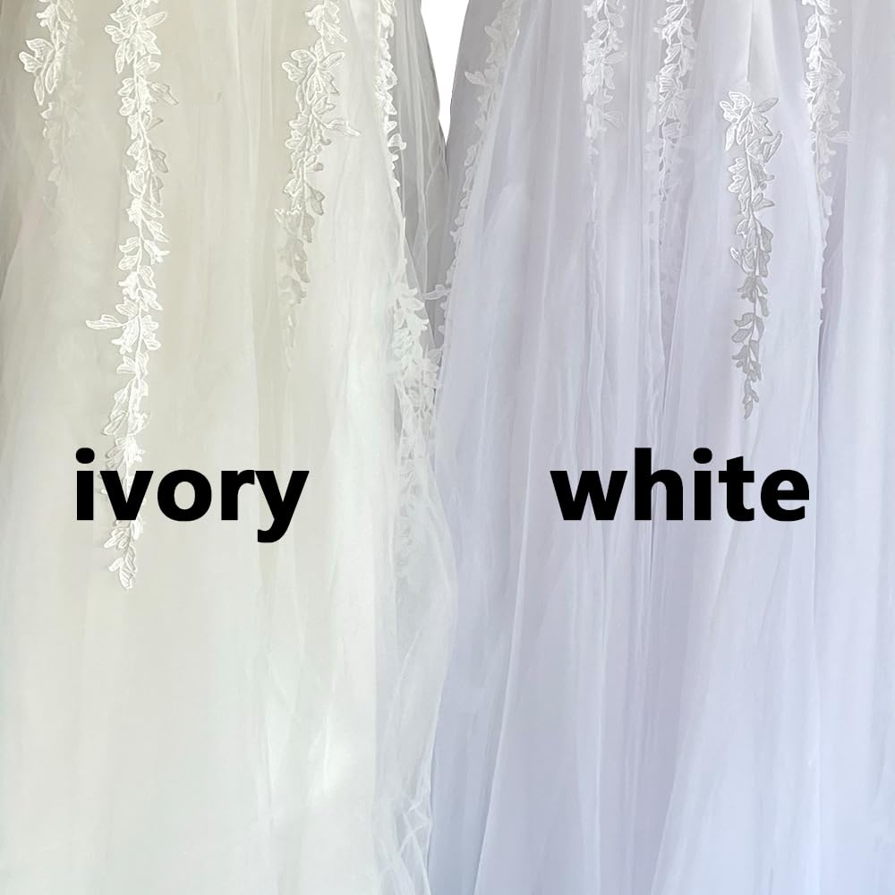 Abaowedding Women's Wedding Dress for Bride Lace Applique Evening Dress V Neck Straps Ball Gowns Ivory US 16
