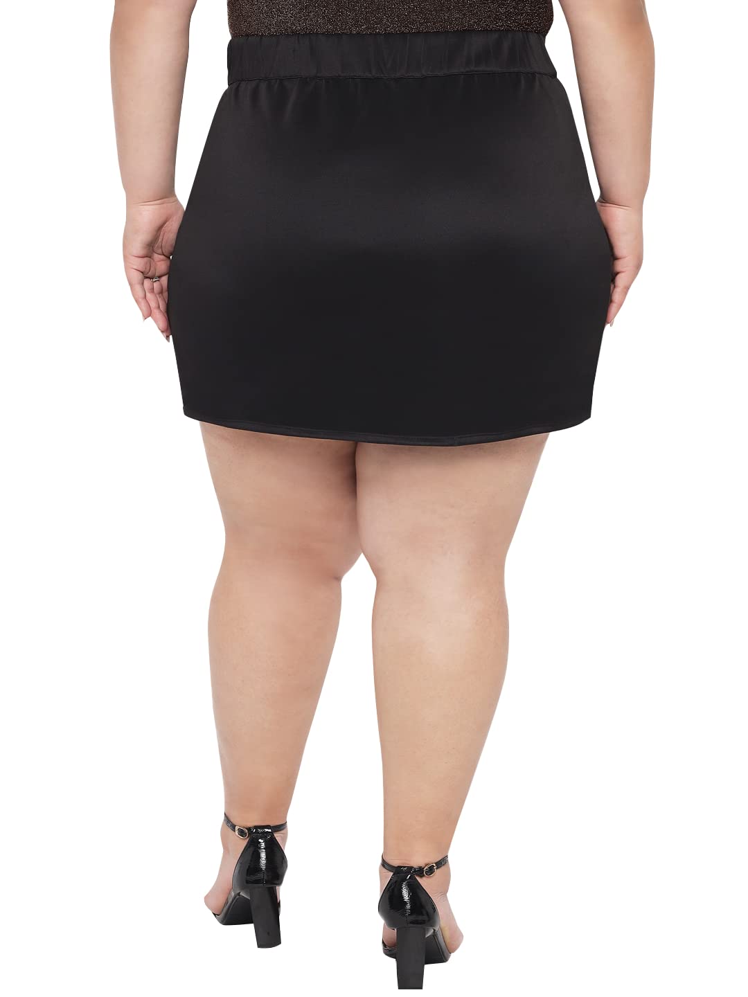 wild U Women Western Plus Size Front Slit Mini Short Trendy Latest Skirt (Black, Waist : 38")