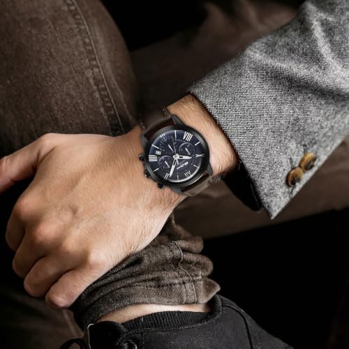 Titan Quartz Chronograph Blue Dial Leather Strap Watch for Men-90152NL01