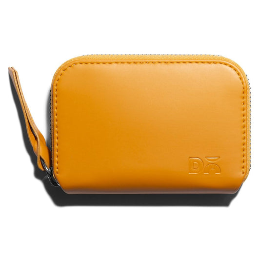 DailyObjects Chrome Yellow Zipper Slim Card & Coin Wallet | Made with Vegan Leather Material | Carefully Handcrafted | Coin Pocket