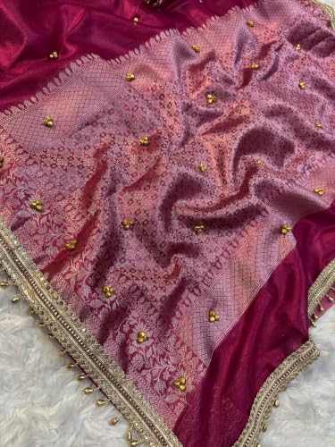 RB ZIVA Viral Banarasi Soft Tissue Silk Ghunghroo Saree With Lace Attached