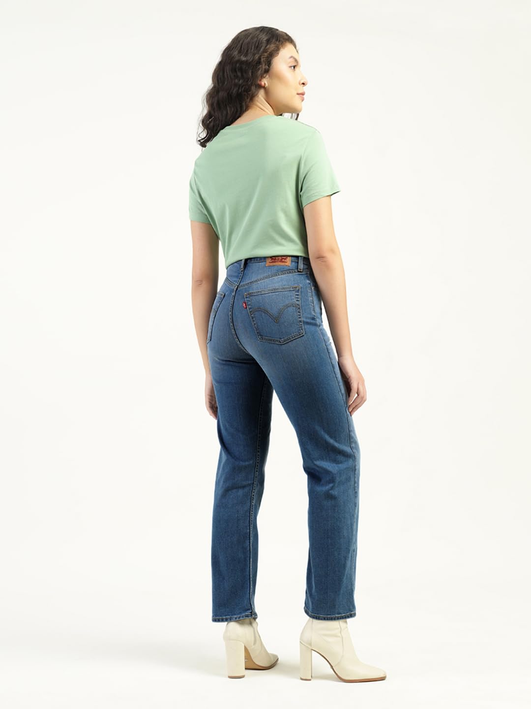 Women's High Rise Ribcage Slim Straight Fit Light Blue Jeans