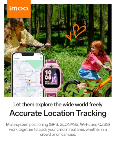 imoo Z3 Kids Smartwatch, 4G Video/Voice Call & Real-time GPS Tracker, 1.5″ HD Screen IP68 20m Waterproof, 8GB Large Storage Parent Control and Safety Protection(Pink) (Pink)