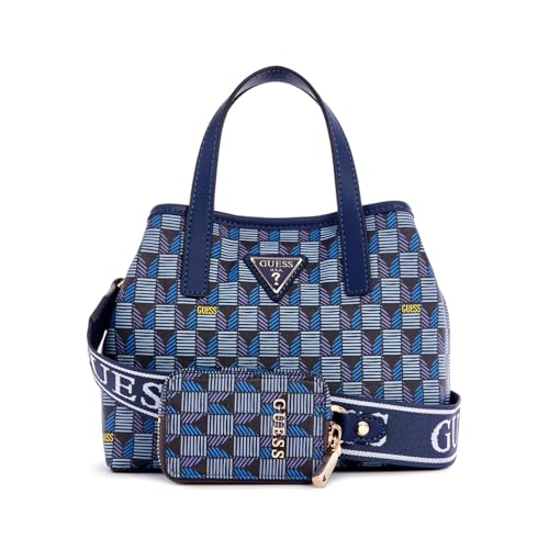 GUESS Blue Logo Printed Wave Mini Crossbody Bag With Pouch