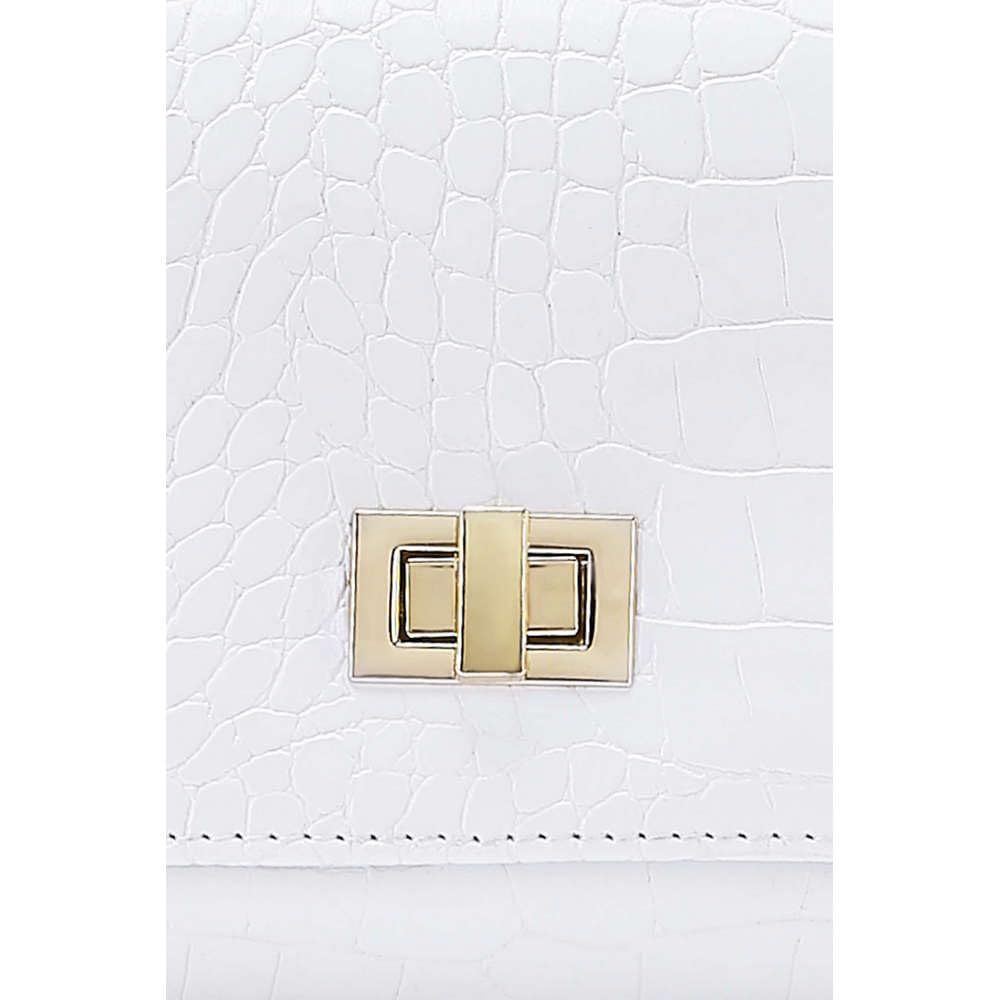 Lavie Lx Glossy Synthetic Zipper Closure Women's Clutch (WHITE, LARGE)