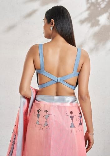 SALWAR STUDIO Sky Blue Denim Readymade Blouse- Pack of 1.