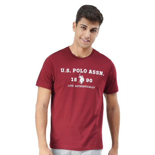 U.S. Polo Assn. Men Comfort Fit Brand Print I683 T-Shirt - Pack Of 1 (RED L)