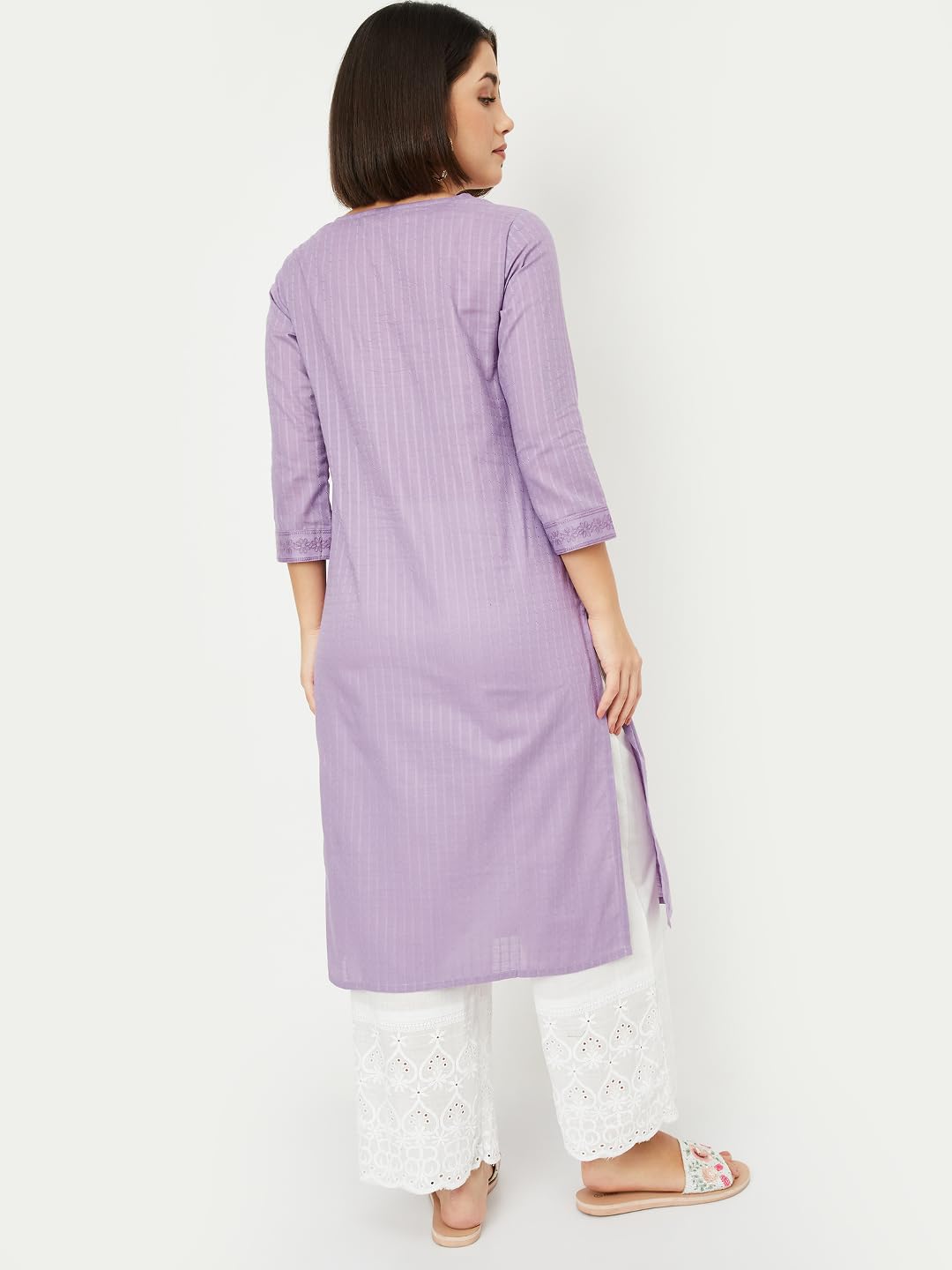 Max Women's Cotton Blend Regular Kurta (MAEKSP25RU_Lilac