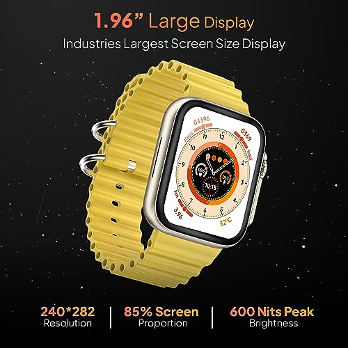 Fire-Boltt Gladiator 1.96" Biggest Display Smart Watch with Bluetooth Calling, Voice Assistant &123 Sports Modes, 8 Unique UI Interactions, SpO2, 24/7 Heart Rate Tracking (Yellow)