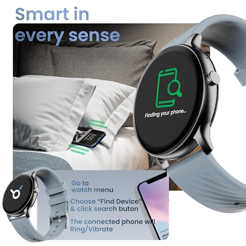 Boult GOBOULT (Formerly Newly Launched Dire Smartwatch 1.38'' 2.5D Curved HD Display, 500 Nits Brightness, IP67, 250+ Watchfaces, 120+ Sports Modes, AI Voice Assistant, SpO2 Monitoring (Denim Blue)