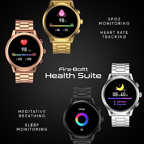 Fire-Boltt Newly Launched Infinity Luxe Vivid 1.6” HD Round Display, Stainless Steel Luxury Smartwatch 4GB Inbuilt Storage, Bluetooth Calling, TWS Connectivity, 100+ Watch Faces (Black)