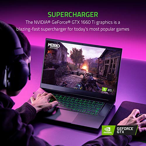 Razer Blade 15 Base Gaming Laptop 2020: Intel Core i7-10750H 6-Core, NVIDIA GeForce GTX 1660 Ti, 15.6" FHD 1080p 120Hz, 16GB RAM, 256GB SSD, CNC Aluminum, Chroma RGB Lighting, Thunderbolt 3, Black