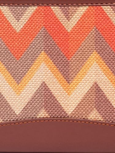 ZOUK Wallets for Women - Handmade Wallets for Females - Vegan Leather and Jute Purse for Ladies - Clutch with Indian Print - Wallets for Mobile Phones - Tidal Wave Print