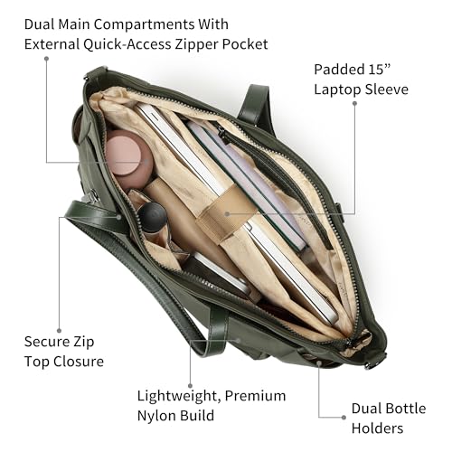 Fastrack Nylon Edit laptop Tote | Nylon Women’s Bag | 2 Compartments, 15" Padded Laptop Sleeve, Bottle Holders, Trolley Sleeve & Dual Carry Straps