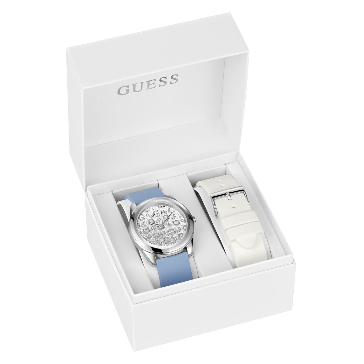 GUESS Silicone Analog Silver Dial Women's Watch-U1416L2M, Band_Turquoise