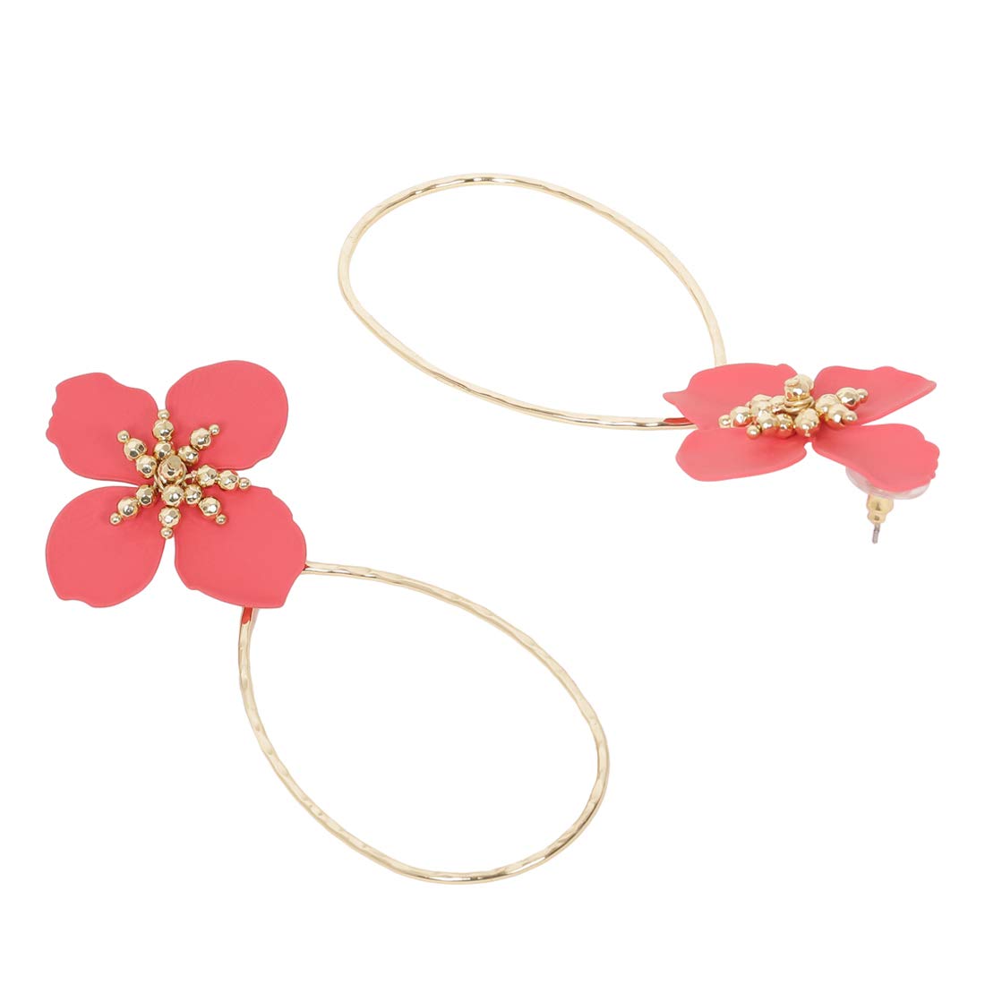 Aaishwarya Red Floral Waterdrop Oversized Dangle Earrings For Women And Girls.