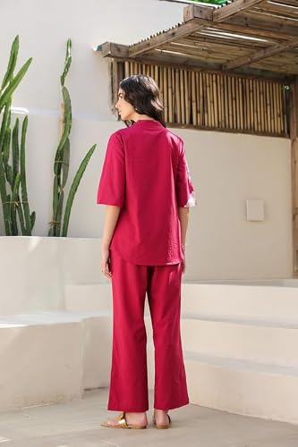 JISORA Women's Cotton Co-ord Set 15CS3296-M Pink M