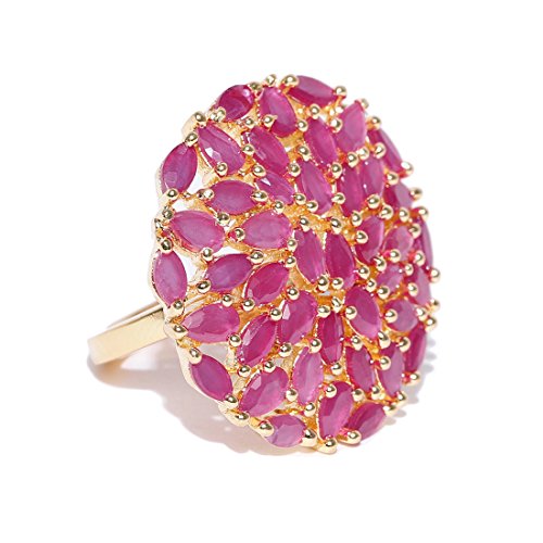 Jewels Galaxy Elegant Pink Meenakari Delicate Design Gold Plated Traditional Adjustable Ring Jewellery For Women & Girls (MYN-RNG-5707)