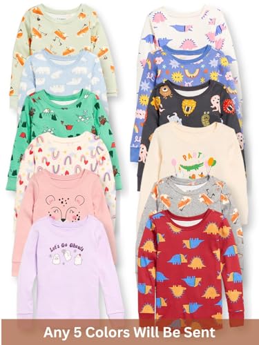 TuddyBuddy Baby Girl's 100% Organic Cotton Ribbed Long Sleeves Tops/T-Shirt (7 Years-8 Years, Pack of 5, Assorted)