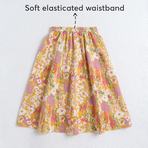 Hopscotch Girls Short Sleeves Yellow 3-Pc Floral Lehenga Set For Age (9-10 Years)