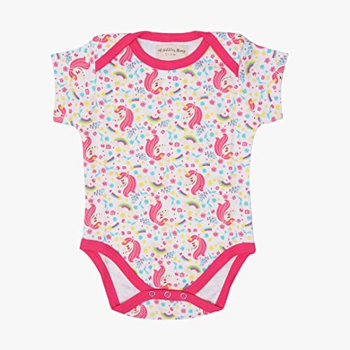 A toddler thing - 100% Organic Cloth | Baby Muslin Cotton Romper | For Boys and Girls | Washable cloth For Babies | 6-9 Months -Pink Unicorn Madness | Pack of 3