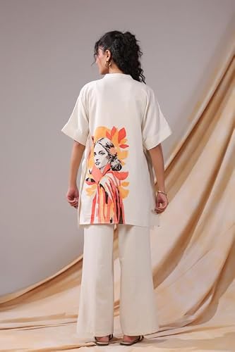JISORA Women's Printed Cotton Flex Co-ord Set 1KFP3444-M Off-white M