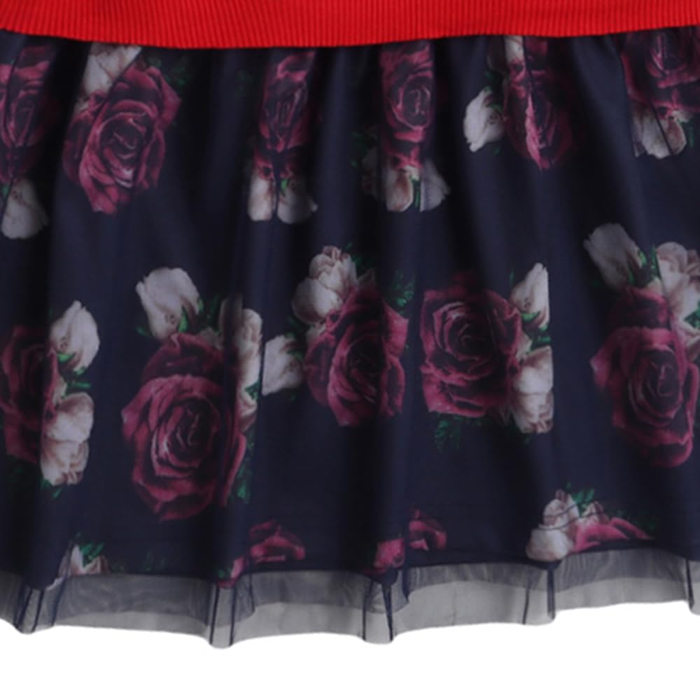 Hopscotch Girls Cotton Floral Cotton Fit and Flare Dresses In Red Color For Ages 3-4 Years (OTH-2138790)