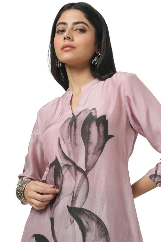 Soch Womens Onion Pink Muslin Floral Print Tunic