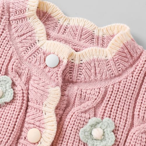 Hopscotch Girls Pink Full Sleeves 2-Pc Floral Applique Pants Set For Age (2-3 Years)