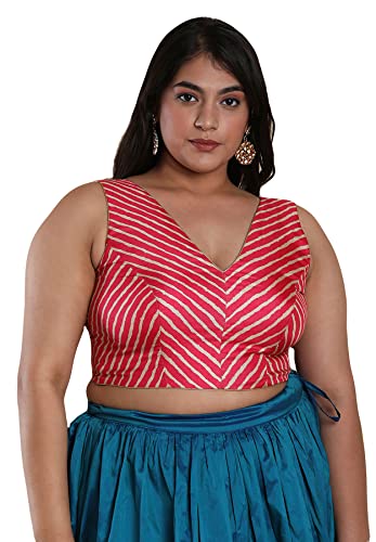 SALWAR STUDIO Women's Pink Silk Blend Readymade Saree Blouse-PLSSB00027-PINK