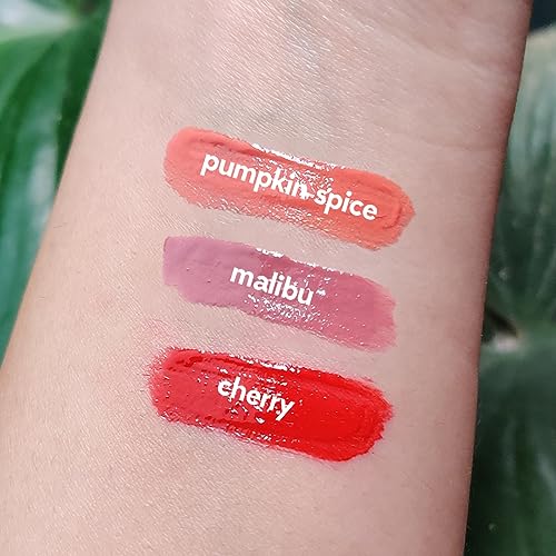 Ruby's Organics Lip Kit Glossy Finish, Lip Oil Gloss Minis Sunrise,Hydrating, Non Sticky & Non Drying Formula,Long Lasting Moisturizing Effect (Pack of 3) - Malibu, Pumpkin Spice and Cherry Shades