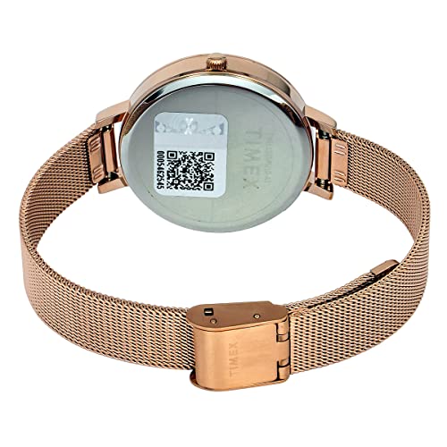 TIMEX Analog Watch for Women with Grey Round Dial & Rose Gold Stainless Steel Bracelet Band Water Resistant Women's Wrist Watches - TWEL155SMU05