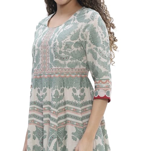 BIBA Women Green Cotton Anarkali Suit Set_38