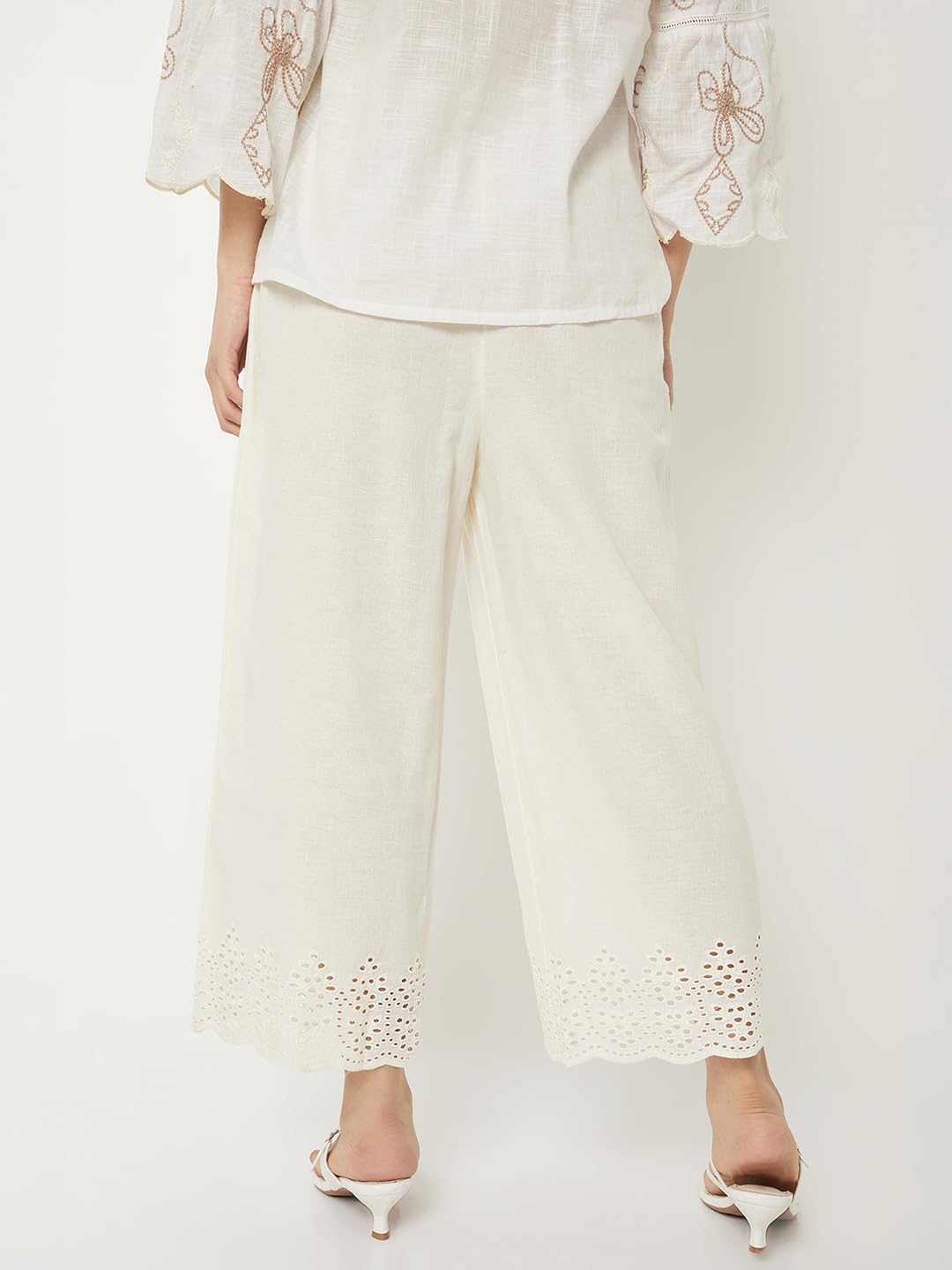 Max Women Sciffili Hem Palazzos (Off White_M)