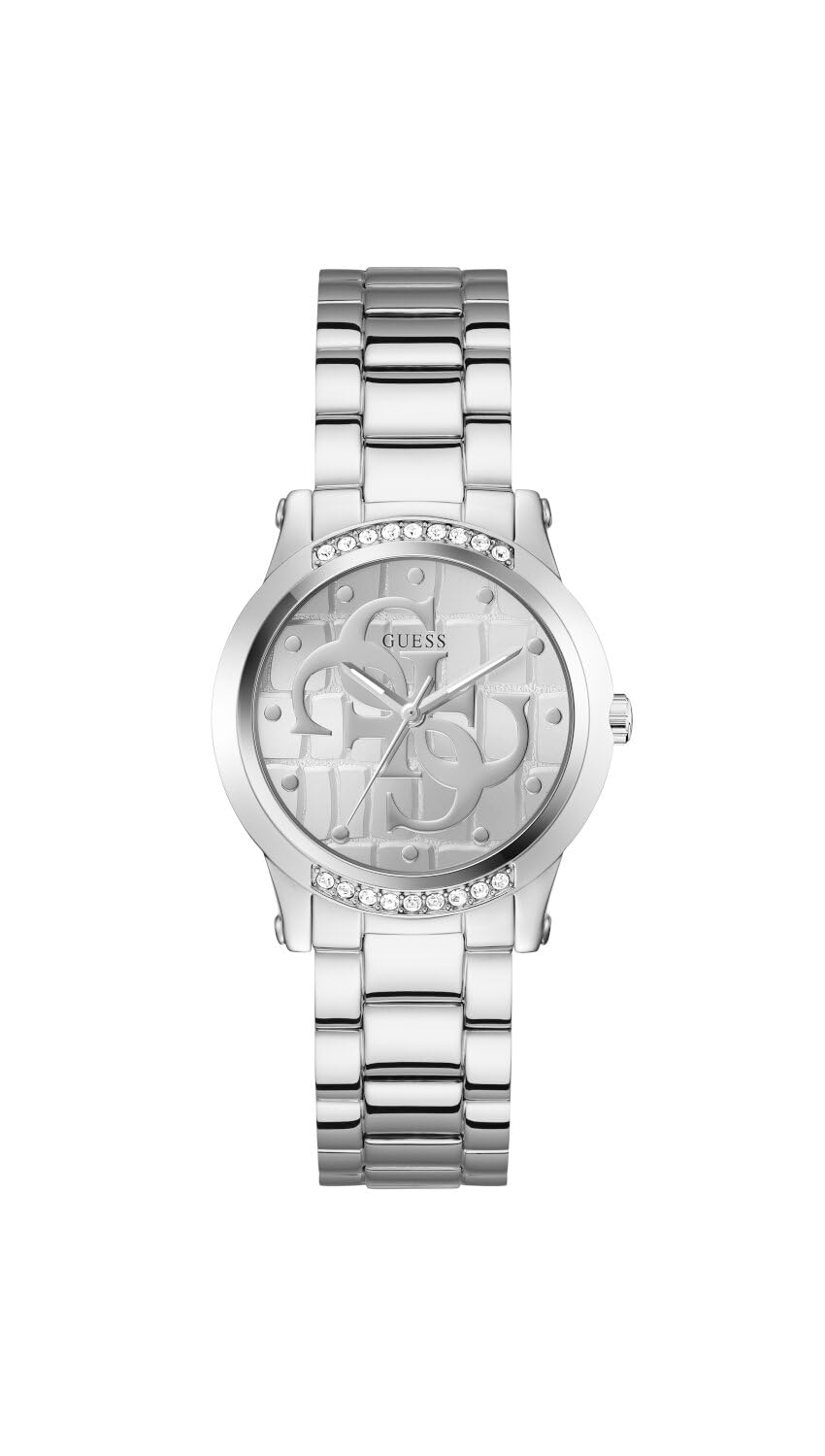 GUESS Gt Annette Analog Watch for Women with Silver Round Dial & Silver Stainless Steel Bracelet Band Water Resistant Women's Wrist Watches - GW0861L1