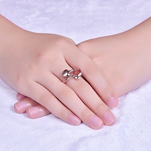 Via Mazzini Rose Gold Plated Twisted Proposal Red Heart Ring for Women and Girls (Ring0338)