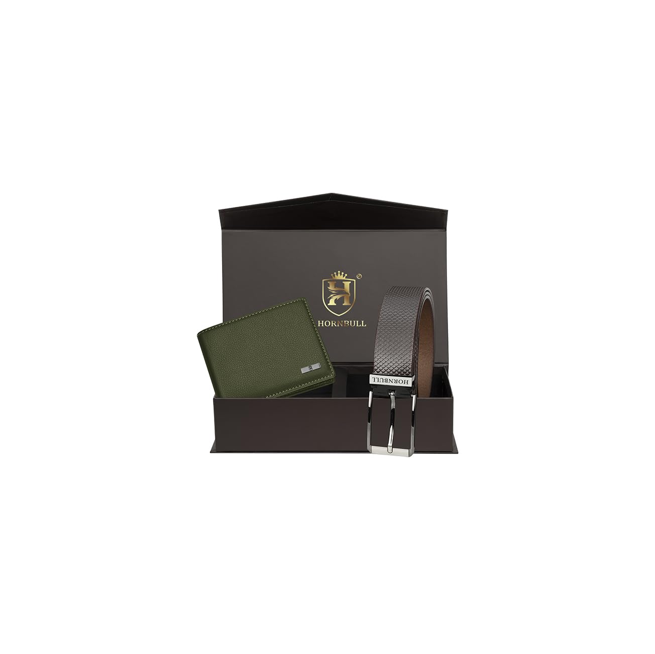 HORNBULL Maddison Green Wallet For Men, Wallet And Belt Combo, Gift Set For Men Bw69124 - Leather