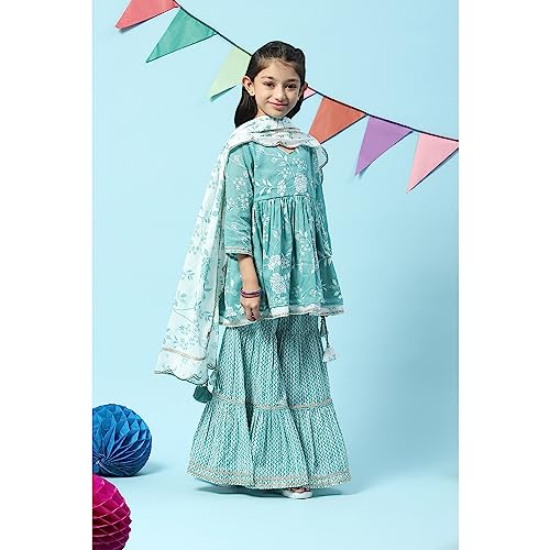 BIBA GIRL PRINTED RELAXED KID(KW5165_SEA GREEN_11)